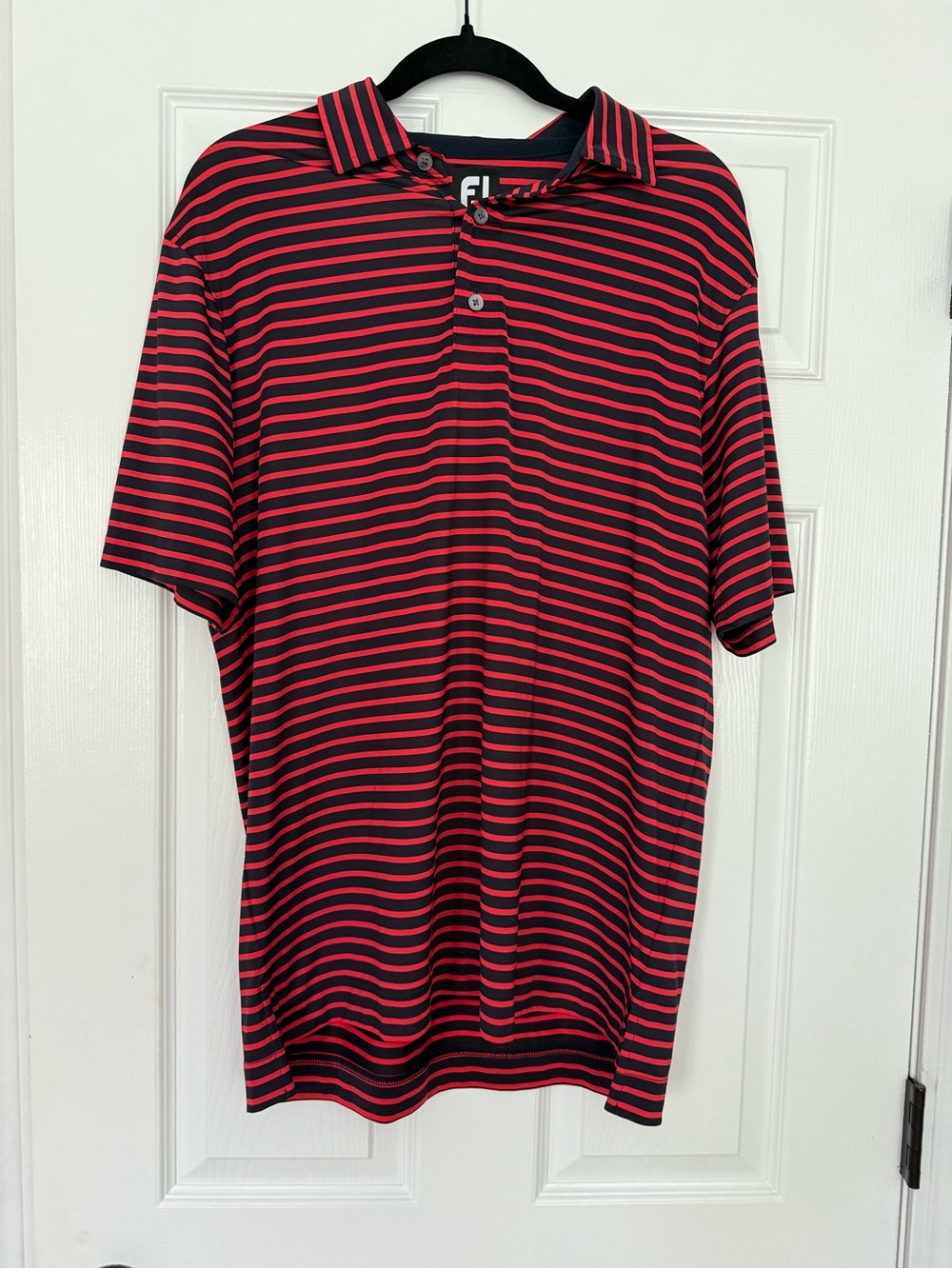 FootJoy Men’s Red and Navy Striped Golf Polo Shirt-size M - Picture 2 of 4